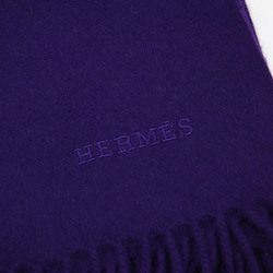 HERMES Cashmere Purple FREE Large Blanket Embroidery Women's Stole