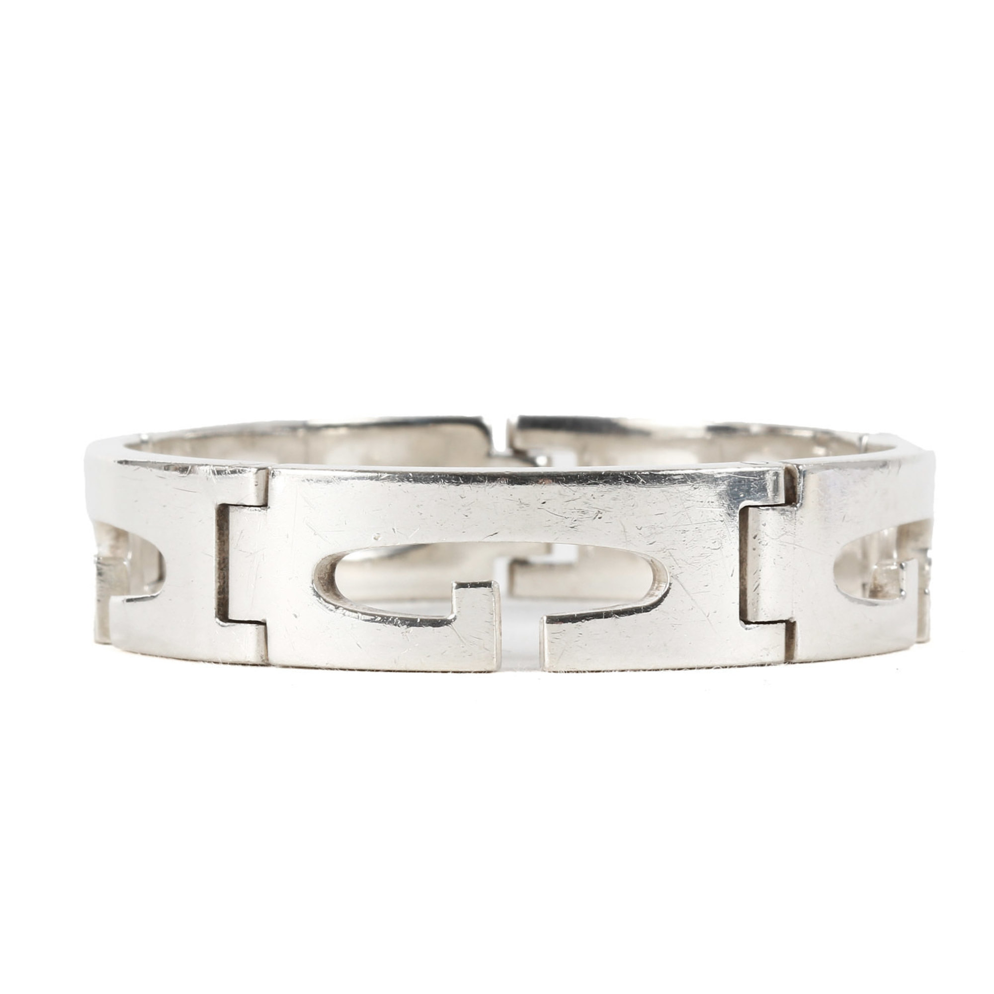 GUCCI Gucci G Plate Ring Heavy Silver Bracelet Locked Ag925 Old