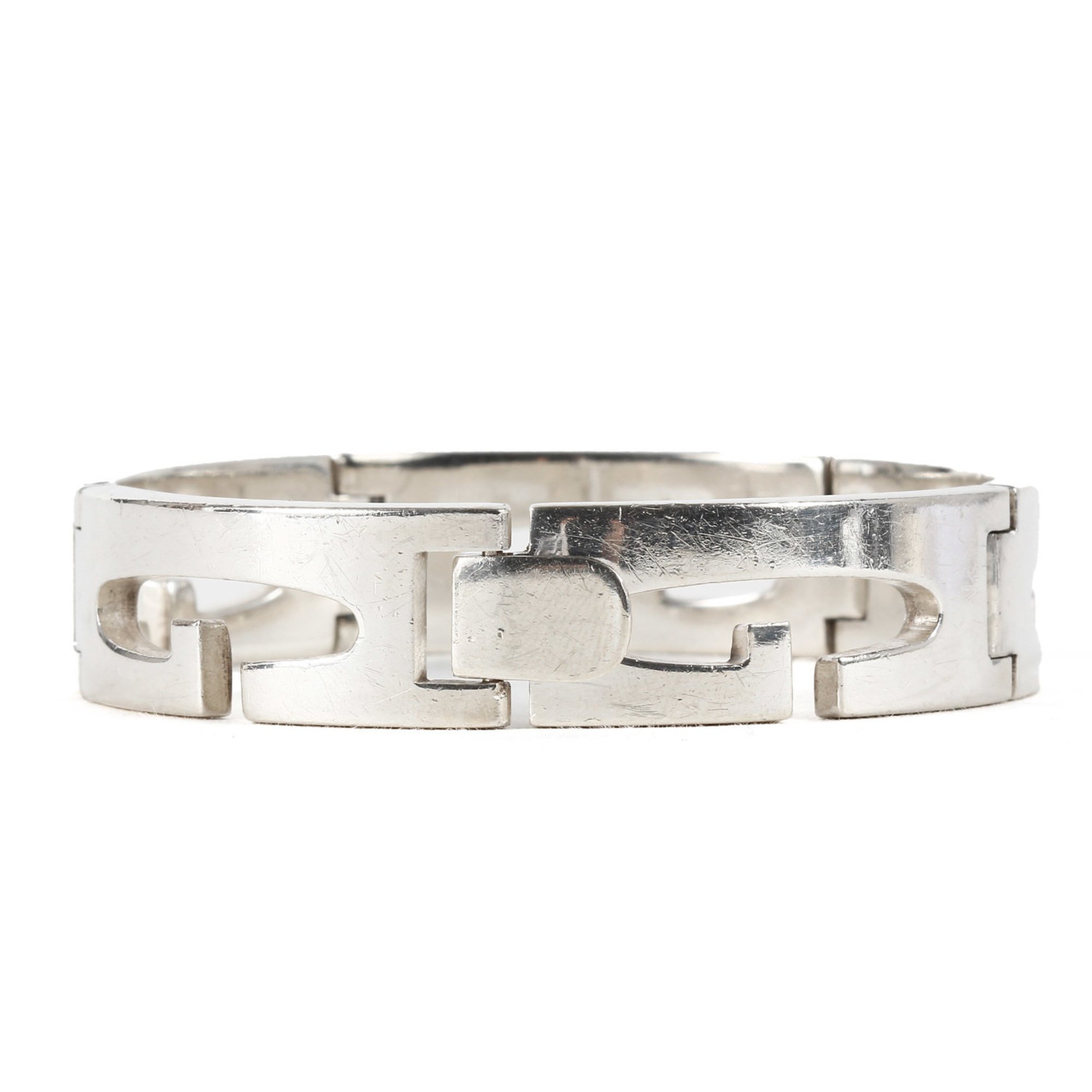 GUCCI Gucci G Plate Ring Heavy Silver Bracelet Locked Ag925 Old