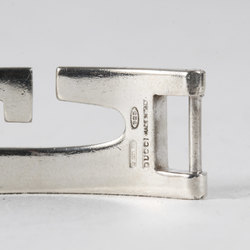 GUCCI Gucci G Plate Ring Heavy Silver Bracelet Locked Ag925 Old