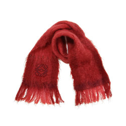 LOEWE scarf, mohair, wool, red, anagram embroidery, women's