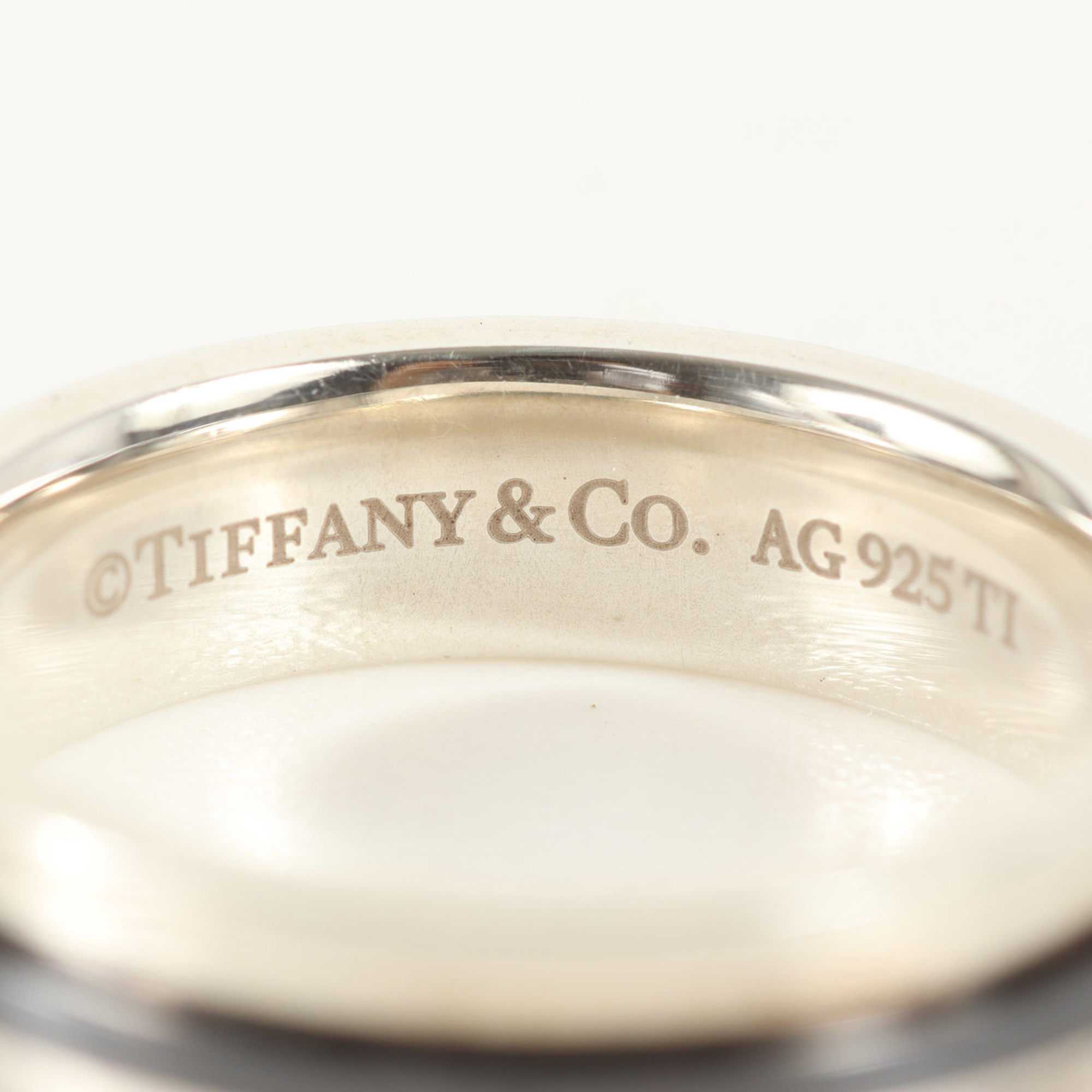 TIFFANY&Co. Tiffany Size: 15 TWO Narrow Silver Ring Ag925 Titanium Luxury