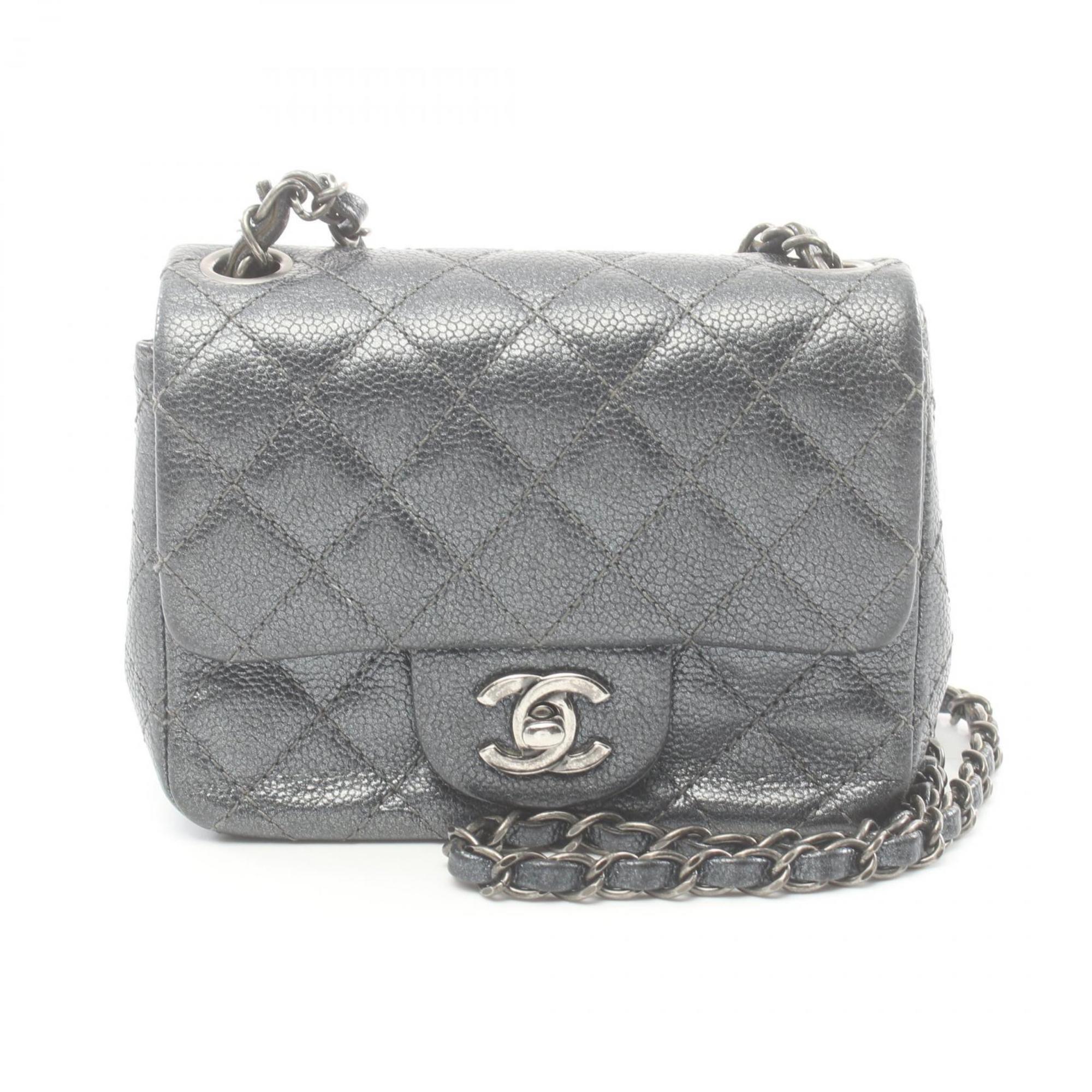 CHANEL Matelasse Shoulder Bag, Caviar Skin, Women's, Grey