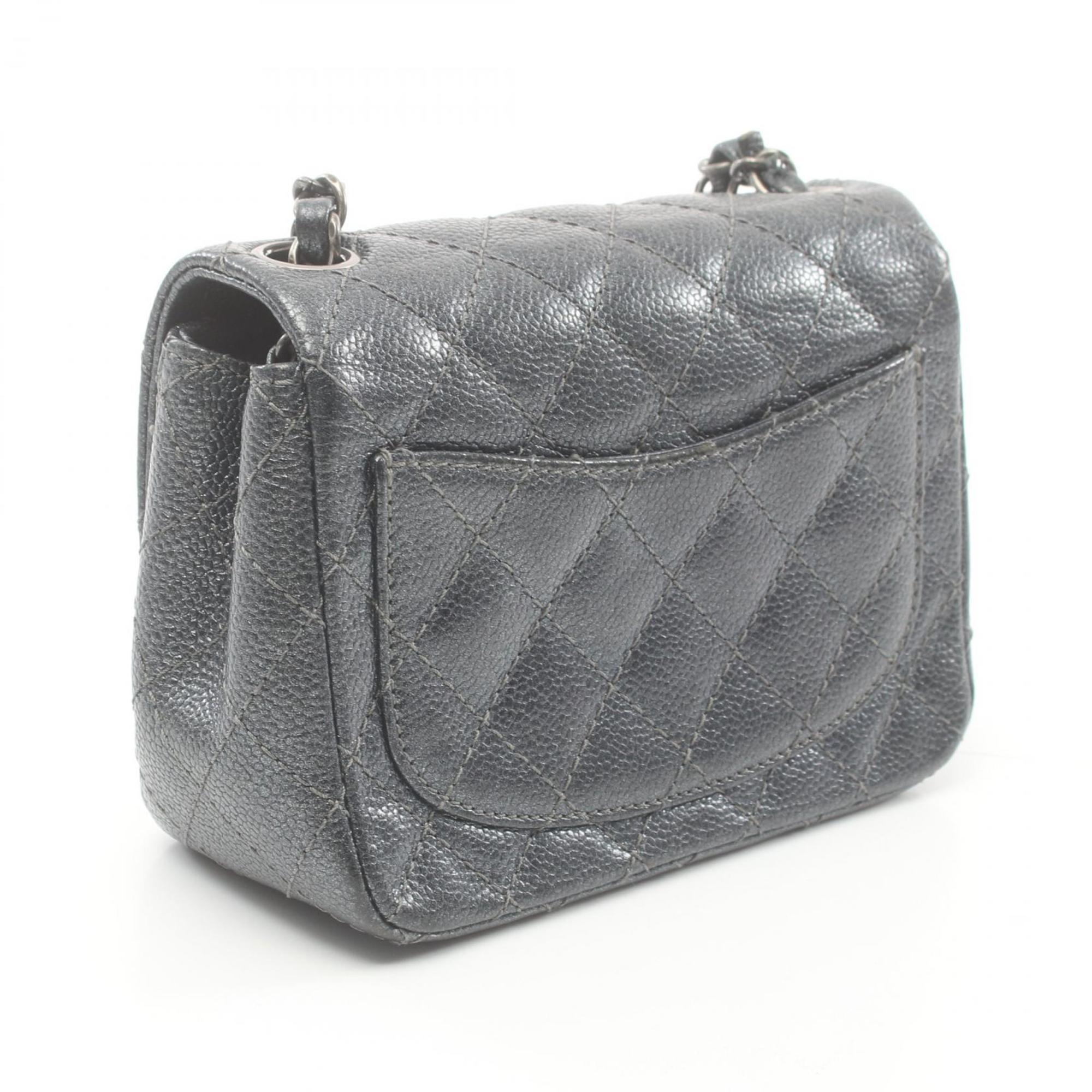 CHANEL Matelasse Shoulder Bag, Caviar Skin, Women's, Grey