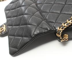 CHANEL Matelasse Camellia Shoulder Bag, Caviar Skin, Women's, Black