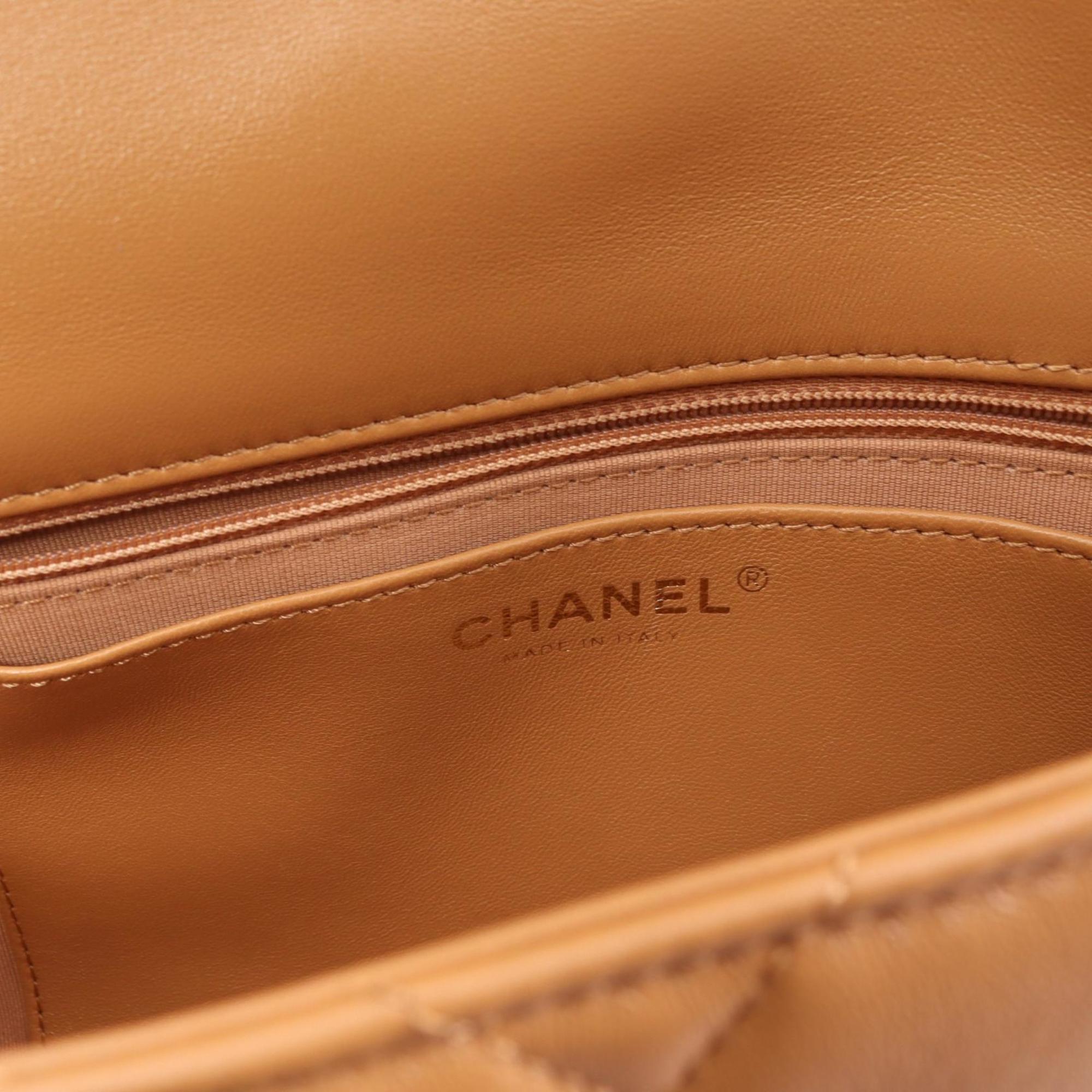 CHANEL Matelasse Shoulder Bag, Leather, Women's, Brown