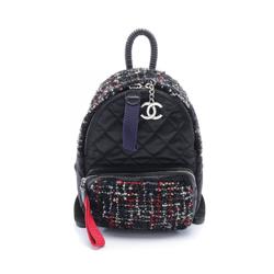 CHANEL Matelasse Rucksack Backpack Bag Nylon Fabric Leather Women's Black Multicolor