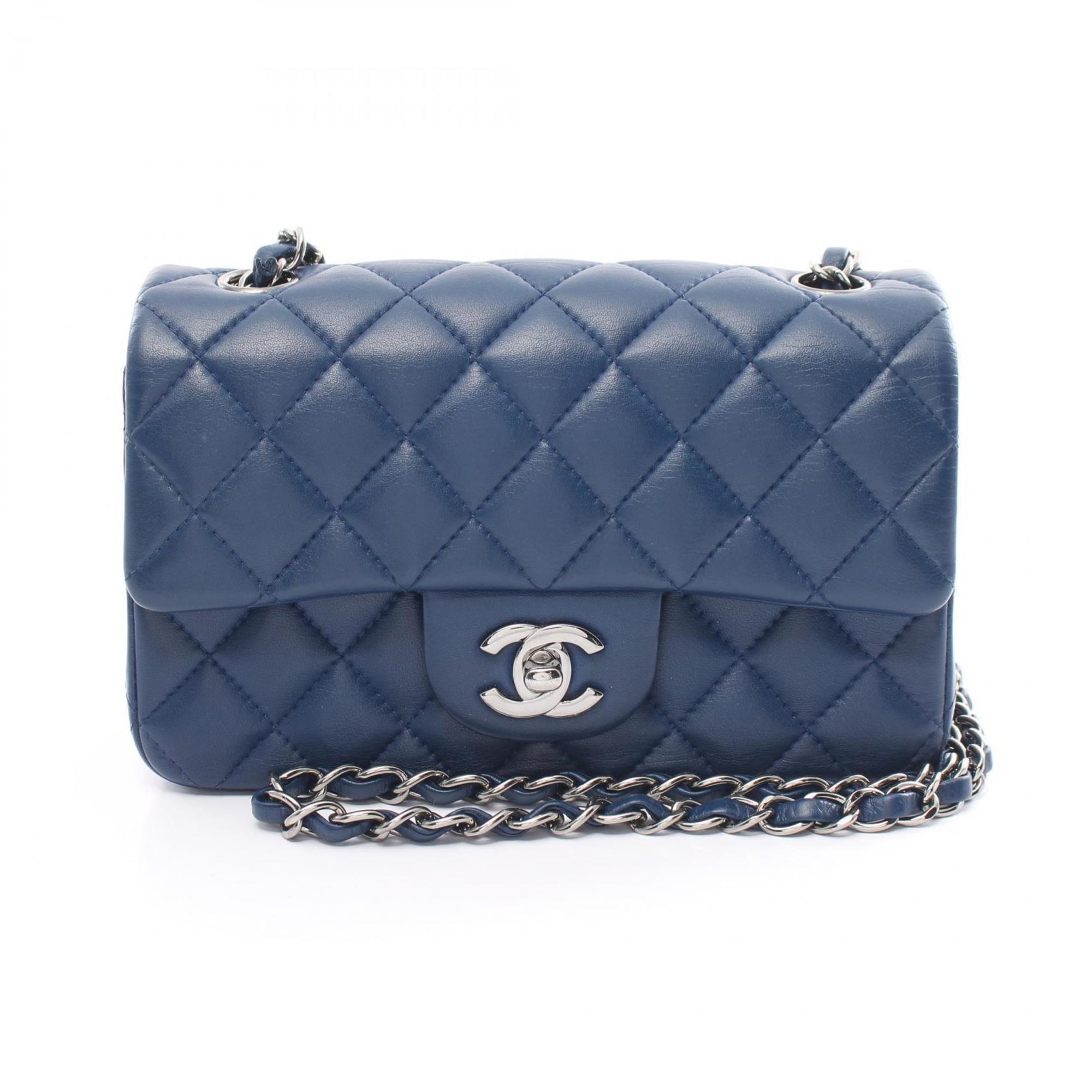 CHANEL Matelasse Shoulder Bag, Lambskin, Women's, Blue