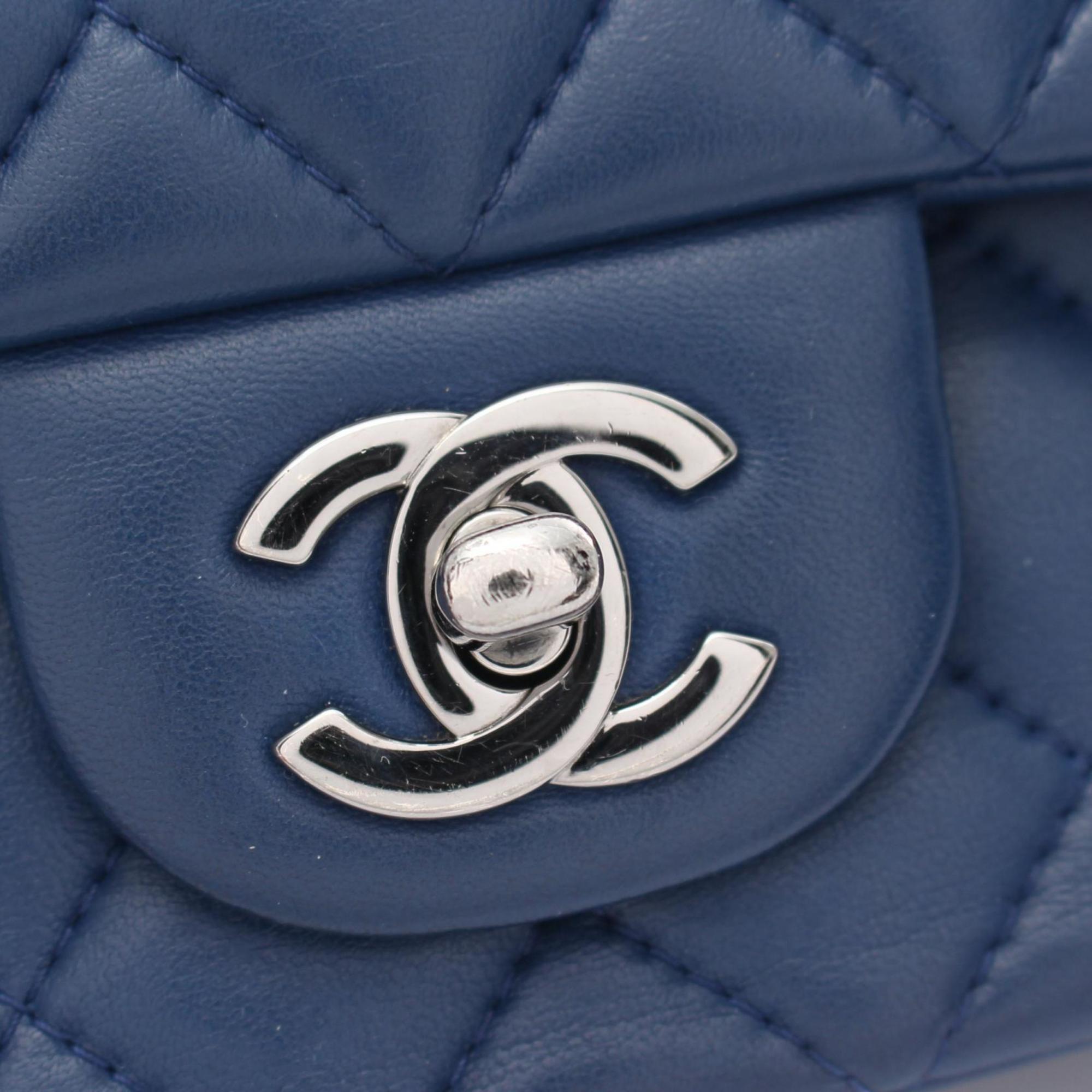 CHANEL Matelasse Shoulder Bag, Lambskin, Women's, Blue