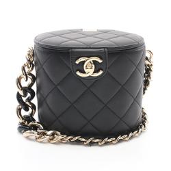 CHANEL Matelasse Shoulder Bag, Lambskin, Women's, Black, AS1355