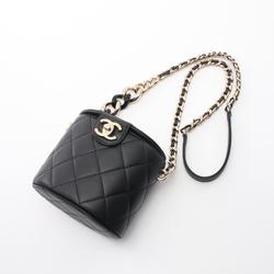 CHANEL Matelasse Shoulder Bag, Lambskin, Women's, Black, AS1355