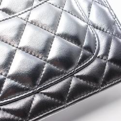 CHANEL Matelasse Shoulder Bag, Lambskin, Women's, Silver