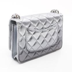 CHANEL Matelasse Shoulder Bag, Lambskin, Women's, Silver