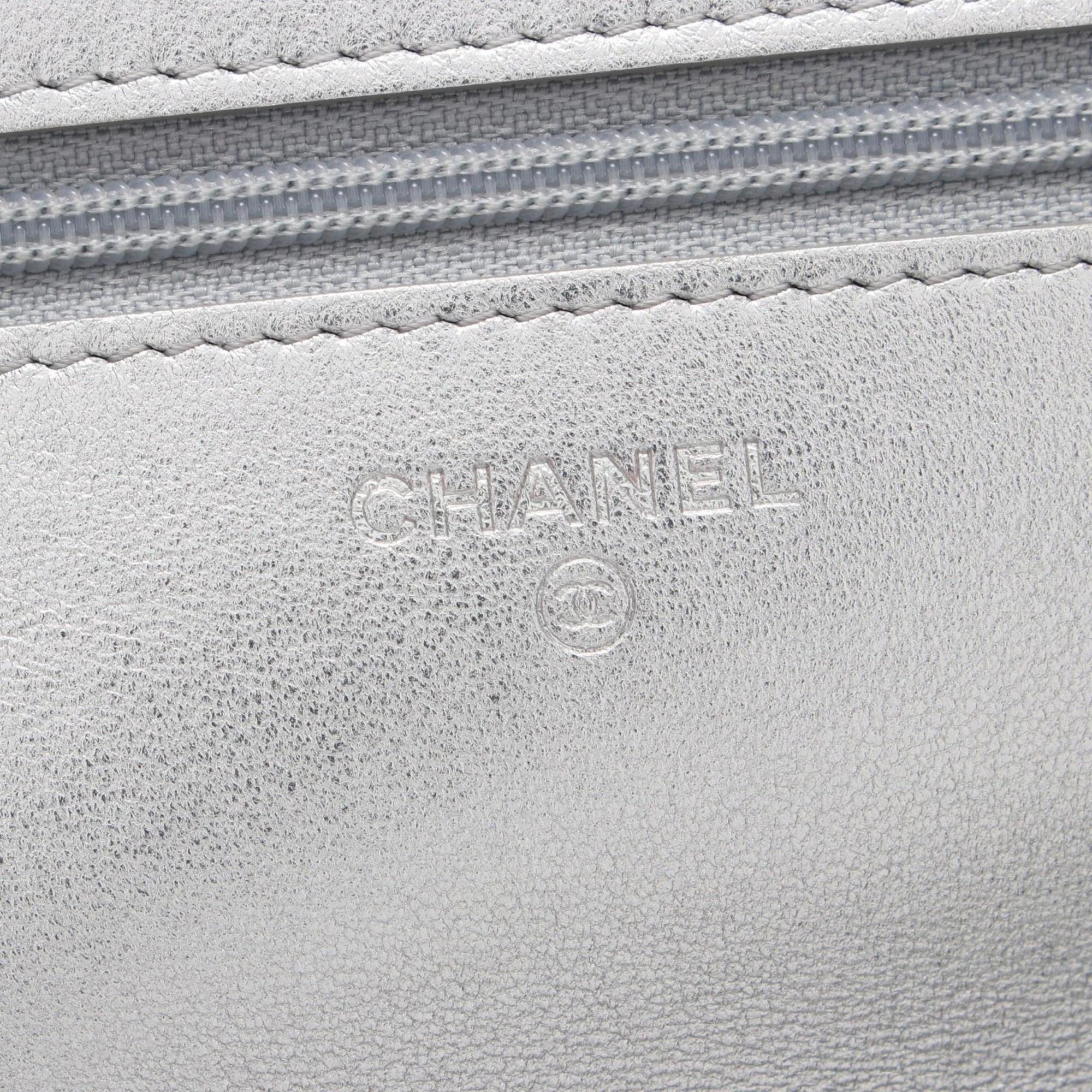 CHANEL Matelasse Shoulder Bag, Lambskin, Women's, Silver