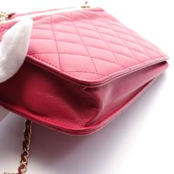 CHANEL Matelasse Chain Wallet Shoulder Bag Lambskin Women's Red