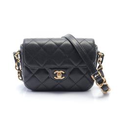 CHANEL Matelasse Shoulder Bag, Caviar Skin, Women's, Black