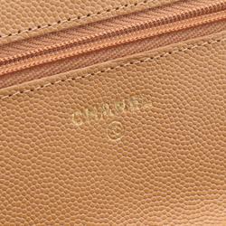 CHANEL Matelasse Shoulder Bag, Caviar Skin (Grained Calf), Women's, Brown