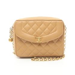 CHANEL Matelasse Shoulder Bag, Caviar Skin, Women's, Beige