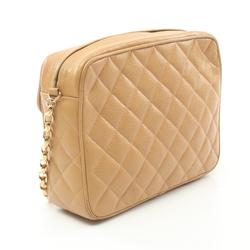 CHANEL Matelasse Shoulder Bag, Caviar Skin, Women's, Beige