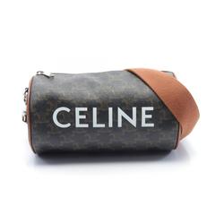 CELINE Triomphe Shoulder Bag, Coated Canvas, Leather, Women's, Brown, 110052EKK