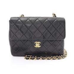 CHANEL Matelasse 20 Shoulder Bag, Lambskin, Women's, Black, A01163