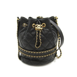 Chanel CHANEL Chain Shoulder Bag, Lambskin (Sheepskin), Women's, Black, AS2252