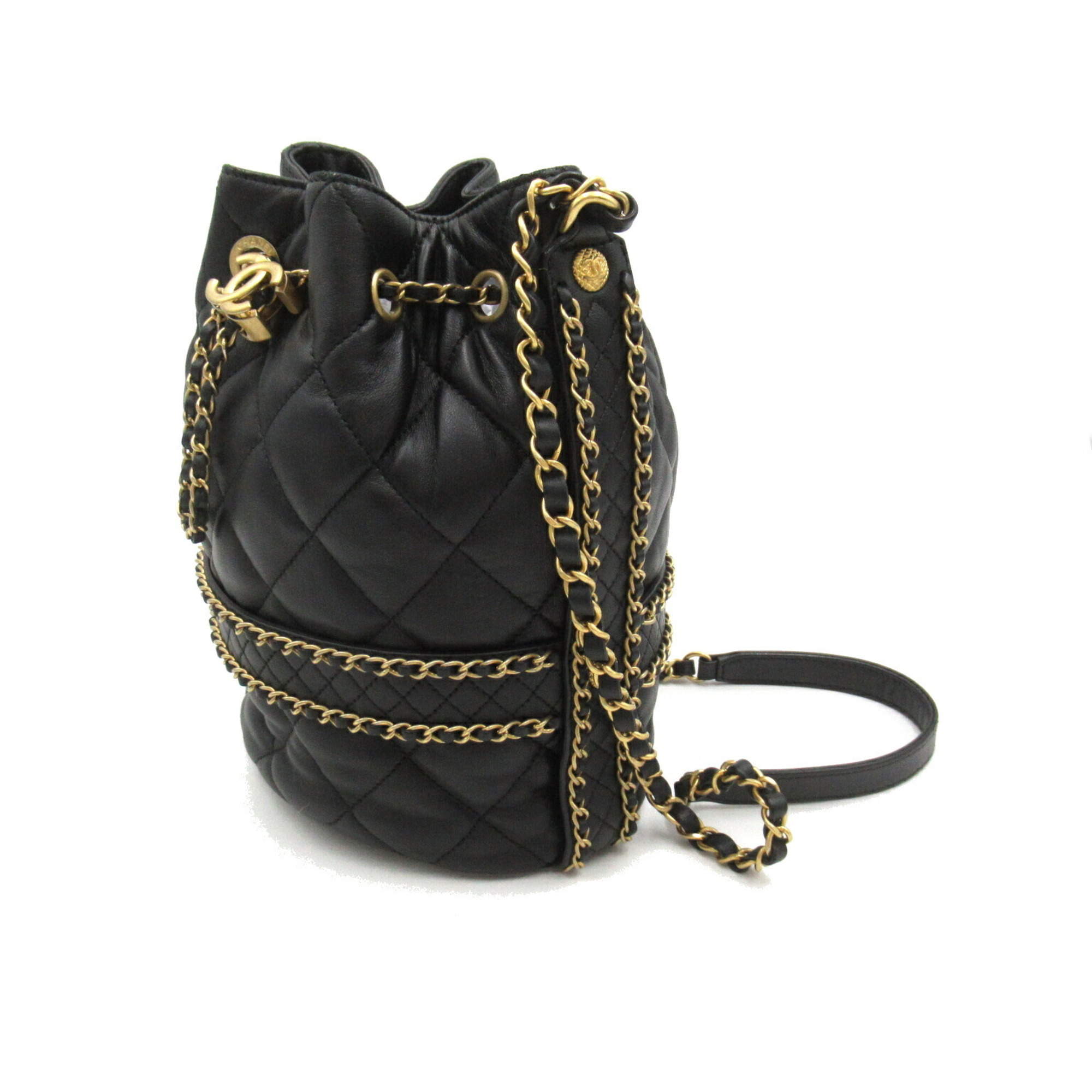 Chanel CHANEL Chain Shoulder Bag, Lambskin (Sheepskin), Women's, Black, AS2252