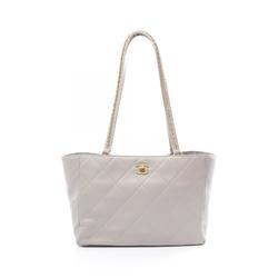 CHANEL Matelasse Tote Bag Leather Women's Grey AS3508