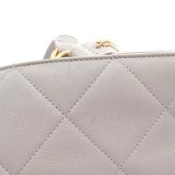 CHANEL Matelasse Tote Bag Leather Women's Grey AS3508