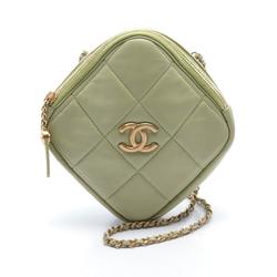 CHANEL Matelasse Shoulder Bag Leather Women's Green AS2201