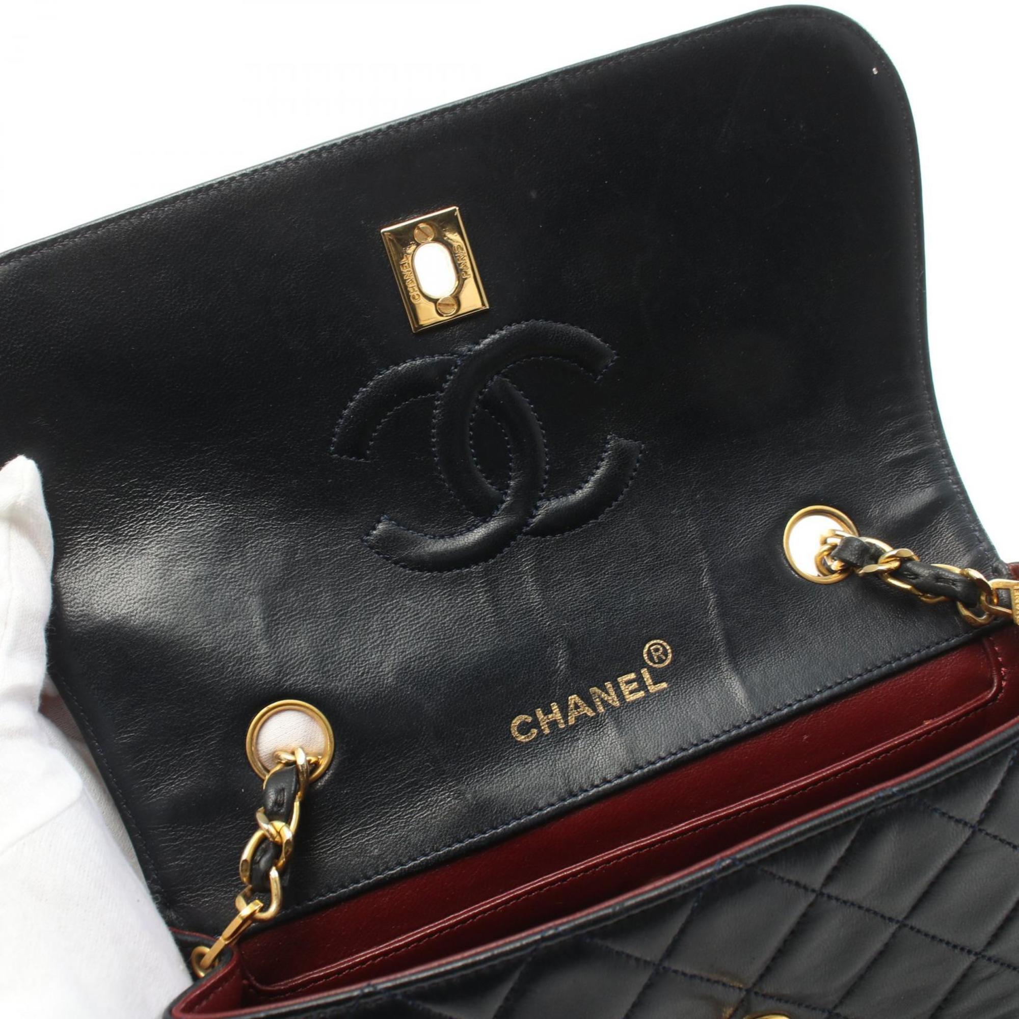 CHANEL Matelasse Shoulder Bag, Lambskin, Women's, Navy