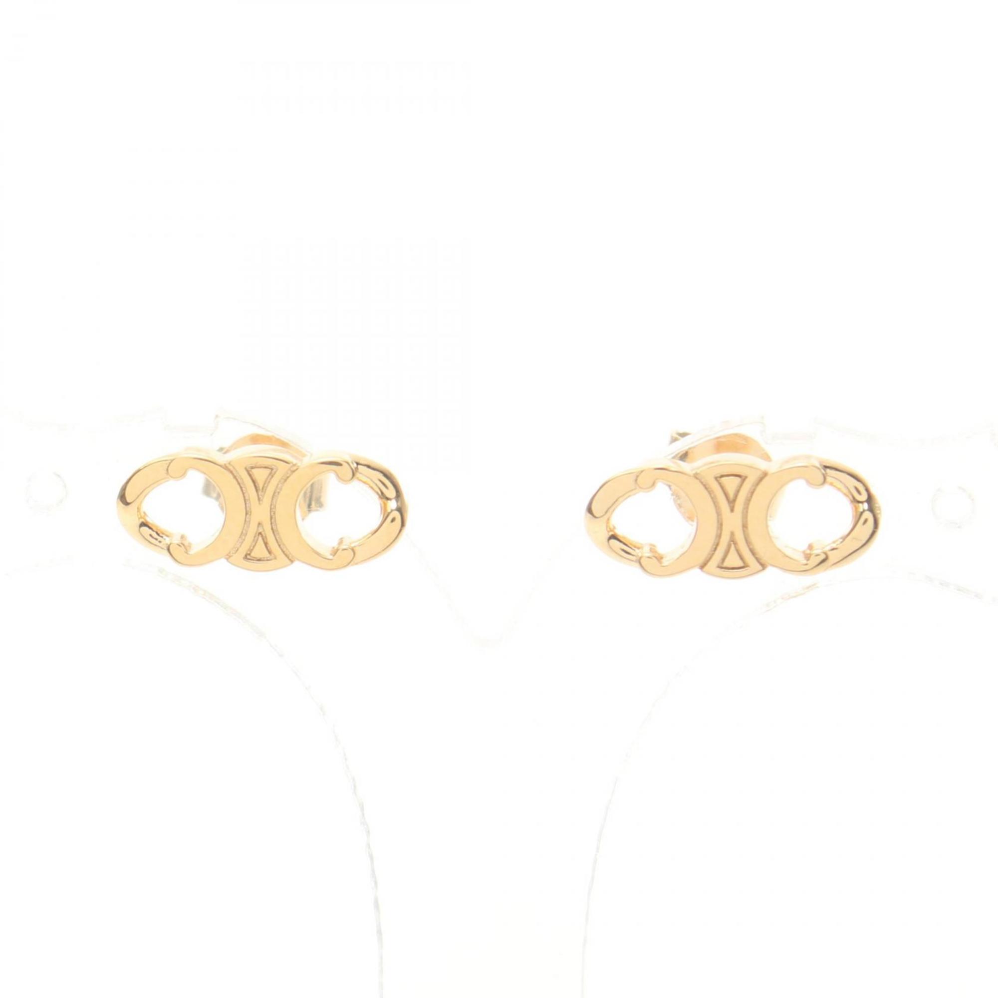 CELINE Triomphe Gourmet Stud Earrings GP (Gold Plated) Women's Gold 460BL6BRA