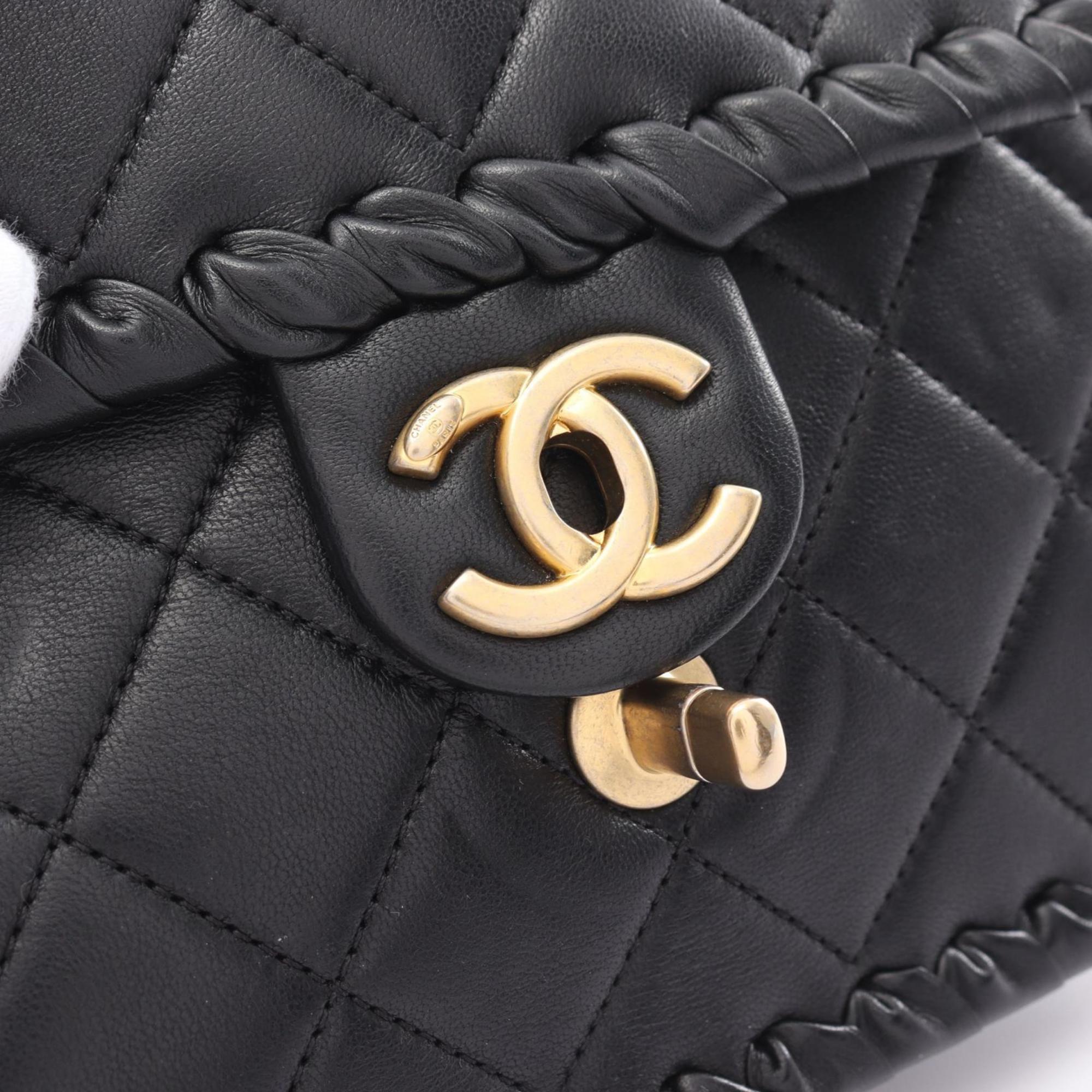 CHANEL Matelasse Shoulder Bag, Lambskin, Women's, Black, AS2496