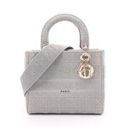 Christian Dior Dior LADY D-LITE Medium Bag Handbag Canvas Women's Gray