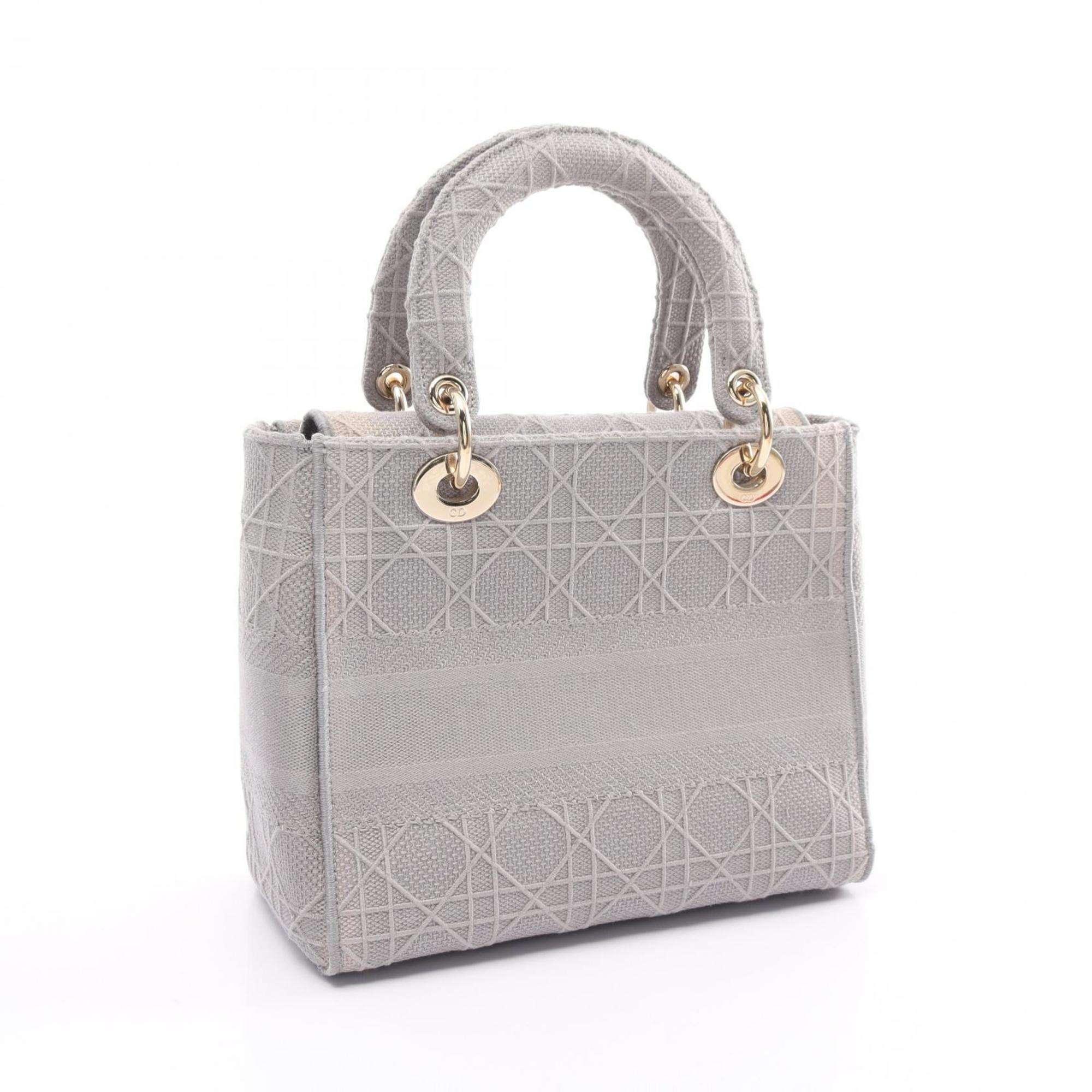 Christian Dior Dior LADY D-LITE Medium Bag Handbag Canvas Women's Gray