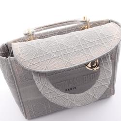 Christian Dior Dior LADY D-LITE Medium Bag Handbag Canvas Women's Gray