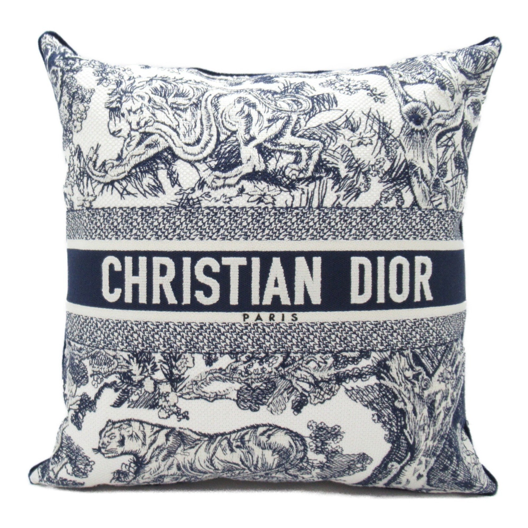 Christian Dior Dior Small Square Cushion Clothing Fabric Toile de Jouy Men Women Navy HYP02BCB2U_C340