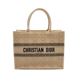 Christian Dior Dior BO TOTE Book Tote Medium Cannage Bag Raffia Women's Beige