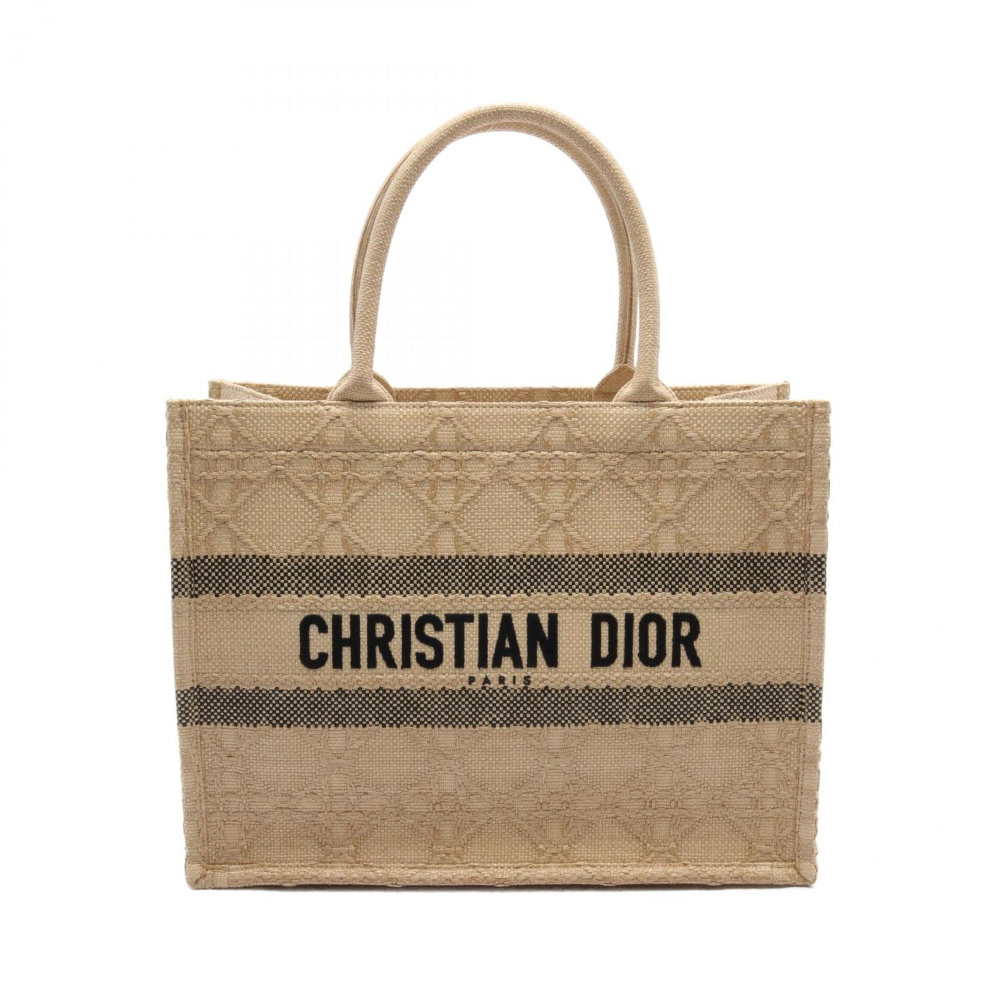 Christian Dior Dior BO TOTE Book Tote Medium Cannage Bag Raffia Women's Beige