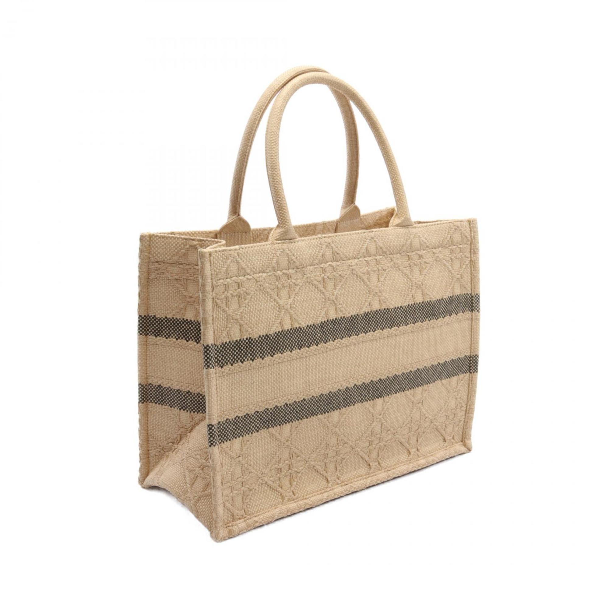 Christian Dior Dior BO TOTE Book Tote Medium Cannage Bag Raffia Women's Beige