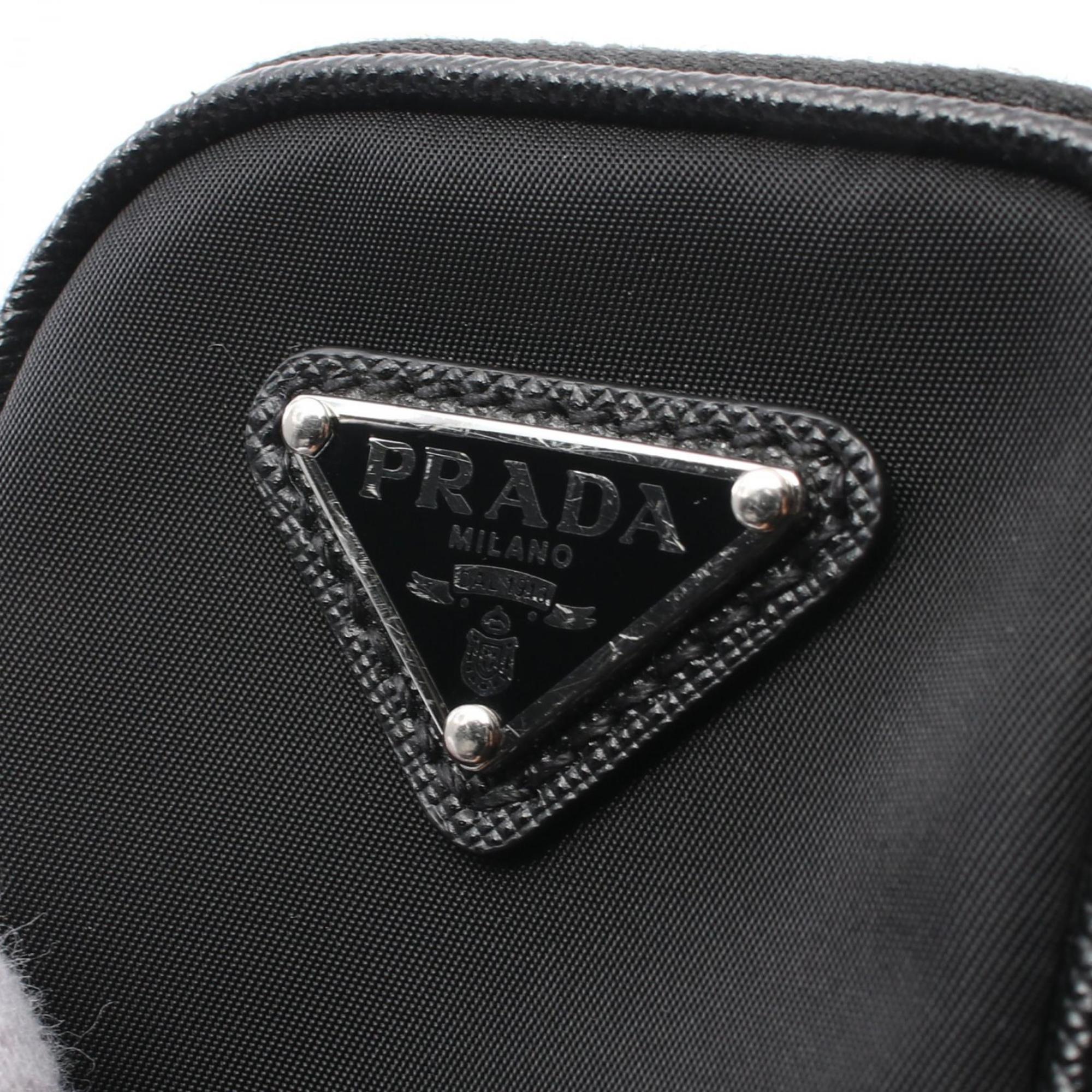 PRADA Re-Nylon Shoulder Bag, Nylon, Saffiano Leather, Men's, Black, 2VD034