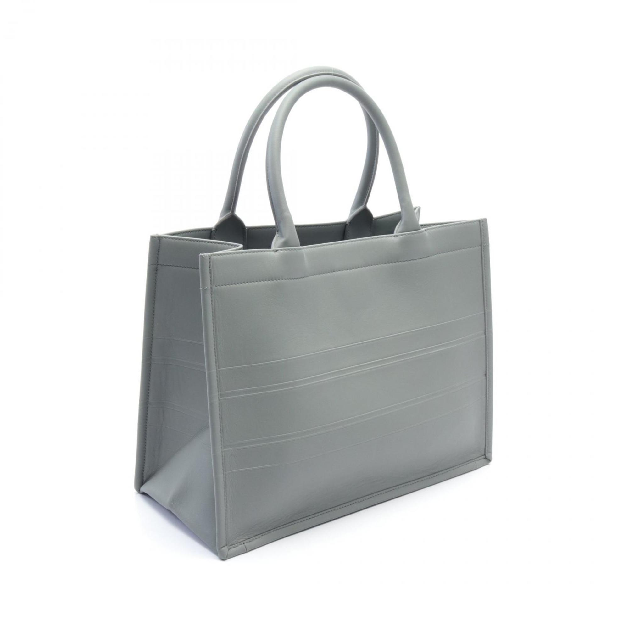 Christian Dior Dior BO TOTE Book Tote Medium Bag Leather Women's Gray M1296ZGSB