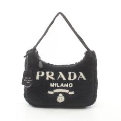 PRADA Re-Edition 2000 SPUGNA Bag Handbag Fabric Women's Black White 1NE515