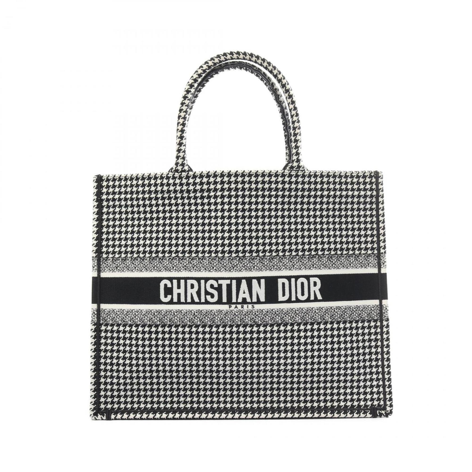 Christian Dior Dior BO TOTE Book Tote Large Bag Canvas Women's Black White