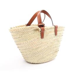 CELINE Teen Triomphe Panier Handbag Bag Leather Raffia Women's Beige Brown 194002EFA04LU