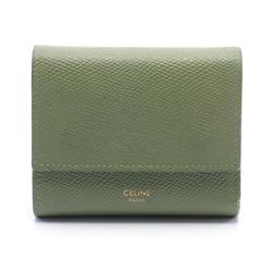 CELINE Small Trifold Wallet Leather Women's Khaki 10B573BEL