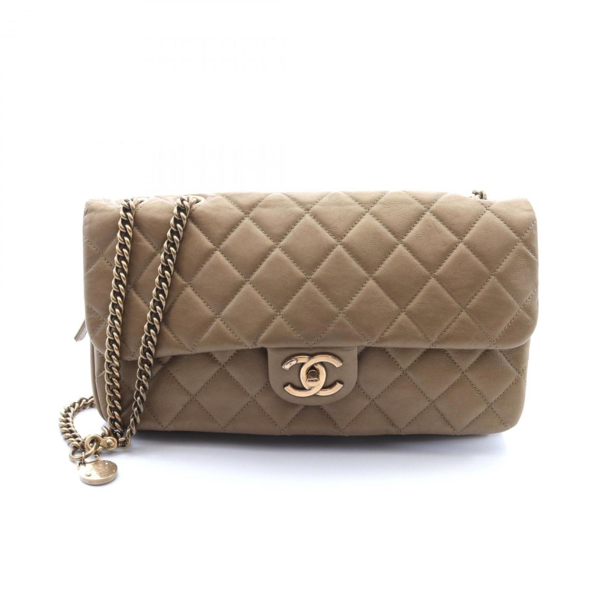 CHANEL Matelasse Shoulder Bag, Leather, Women's, Brown