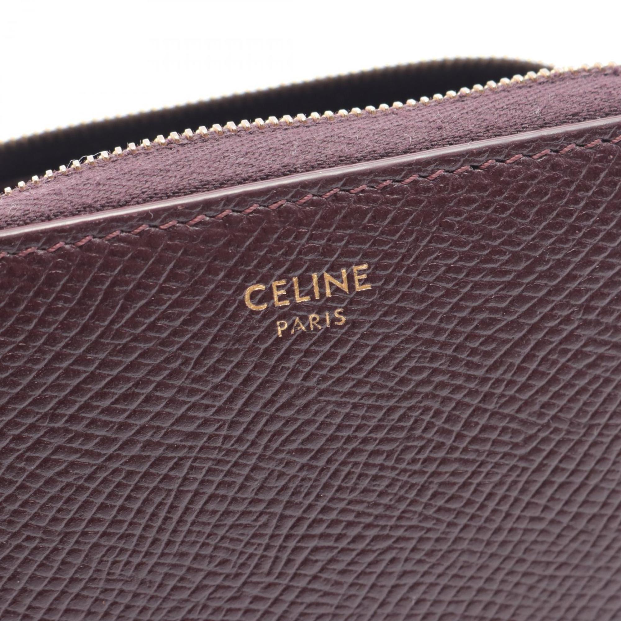 CELINE Compact Zipped Wallet Wallet/Coin Case Leather Women's Bordeaux 10B663BEL