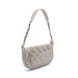 CHANEL Matelasse Shoulder Bag Leather Women's Silver