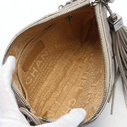 CHANEL Matelasse Shoulder Bag Leather Women's Silver